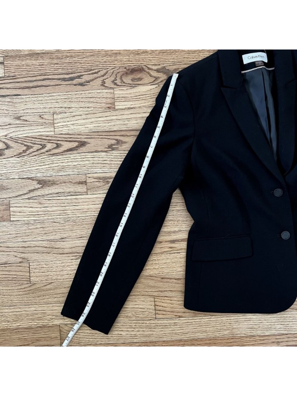 Calvin Klein Womens Blazer Notched 2 Button Black Sz 10 Classic Capsule Neutral - Picture 13 of 14